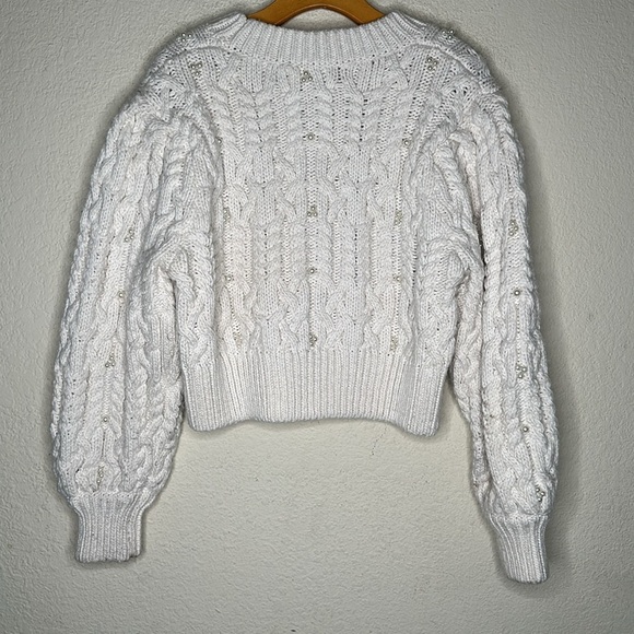 Zara CABLE KNIT CROP PEARL SWEATER size Large - Picture 14 of 15